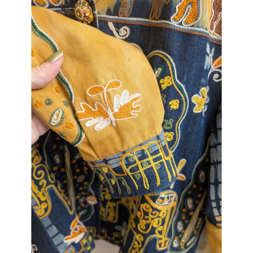 Sandy Starkman Denim Jacket Women's Embroidered Art‎ Wear Folkloric - Size M - Picture 6 of 6